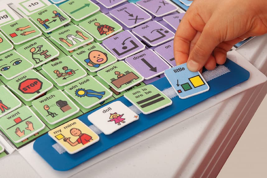 A child using the TabTap AAC picture board to communicate